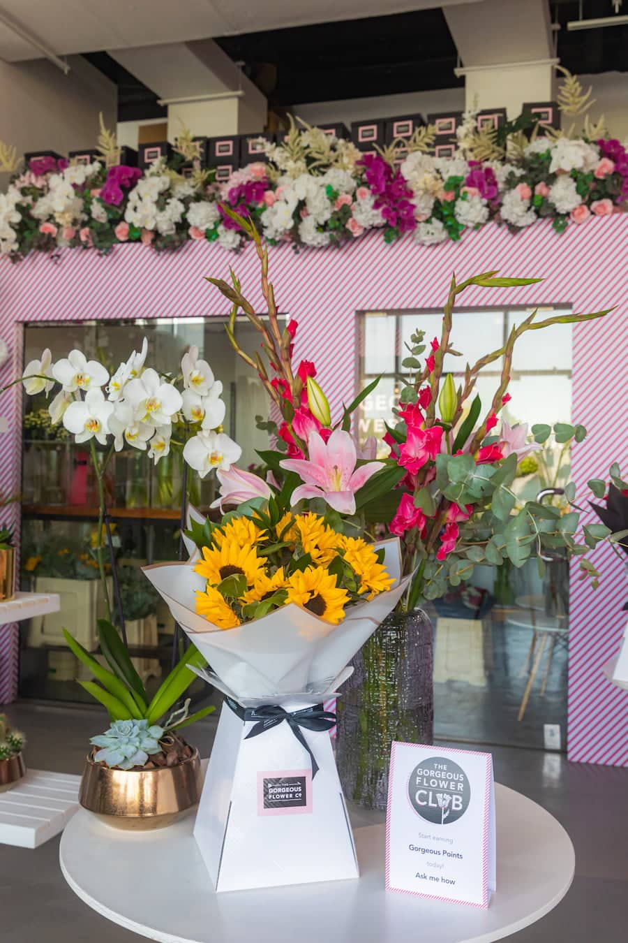 Beautiful bouquet of flowers at the gorgeous flower company store
