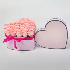 Pink Rose Heart Box