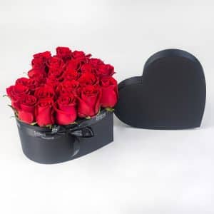Black Heart Box- Red Roses