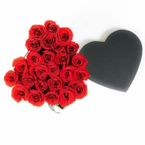Black Heart Box- Red Roses