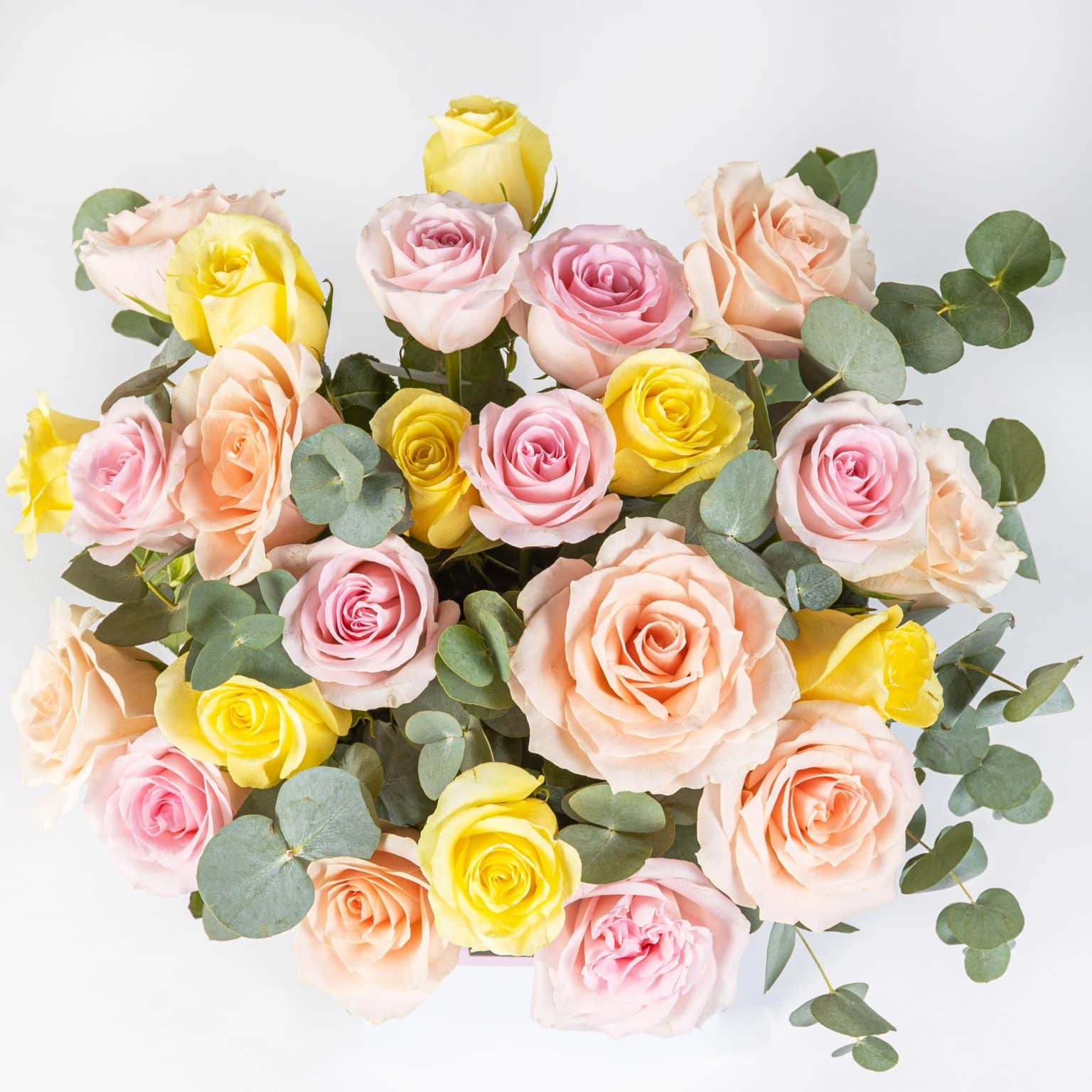 Palm Cove with mixed pastel roses - The Gorgeous Flower Company